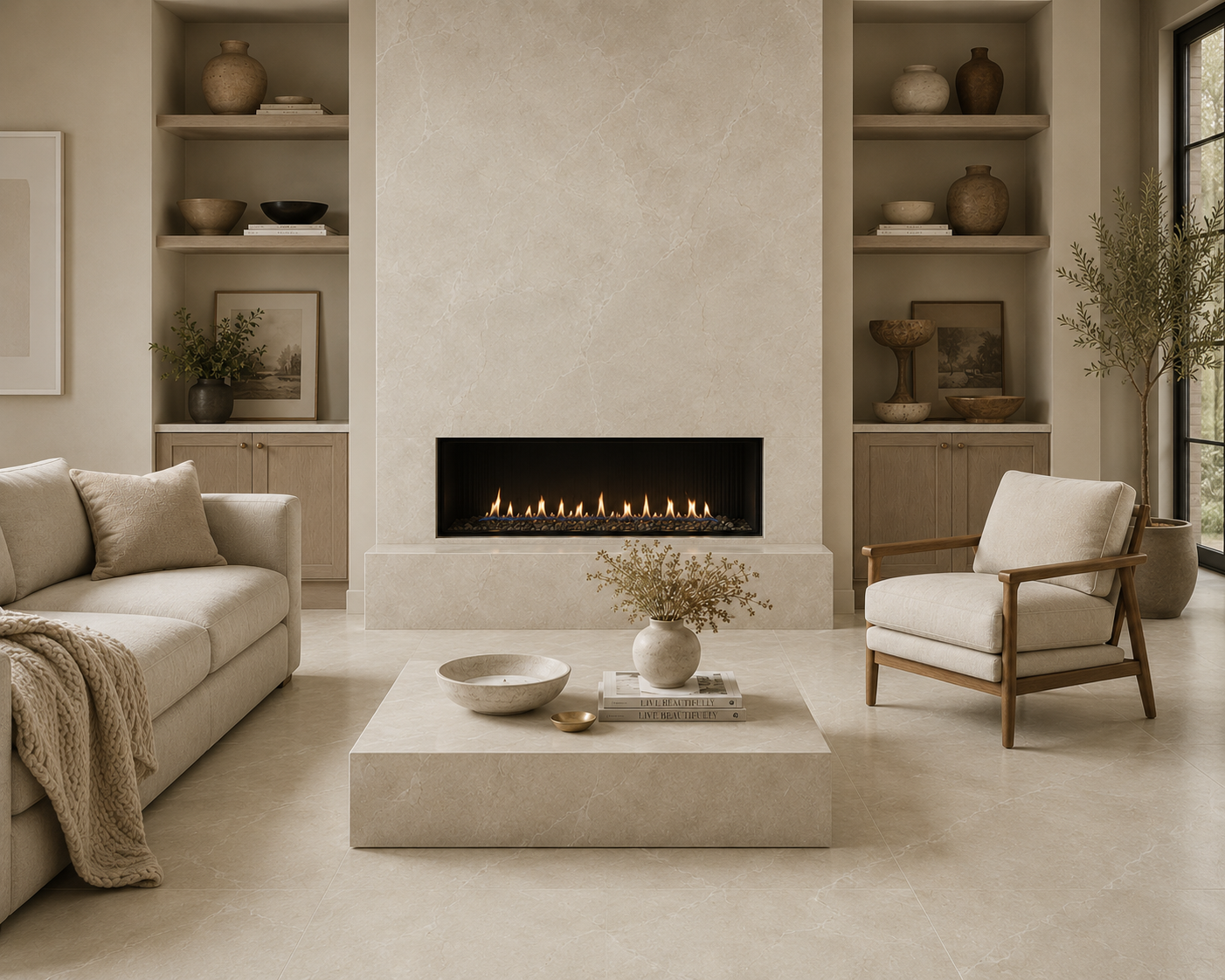 Arcadia Crema Natural Stone Porcelain Tile