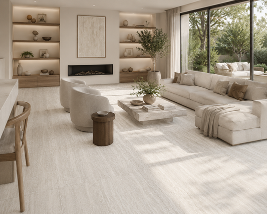 Travertini Bianco Vein Cut Natural Stone Porcelain Tile