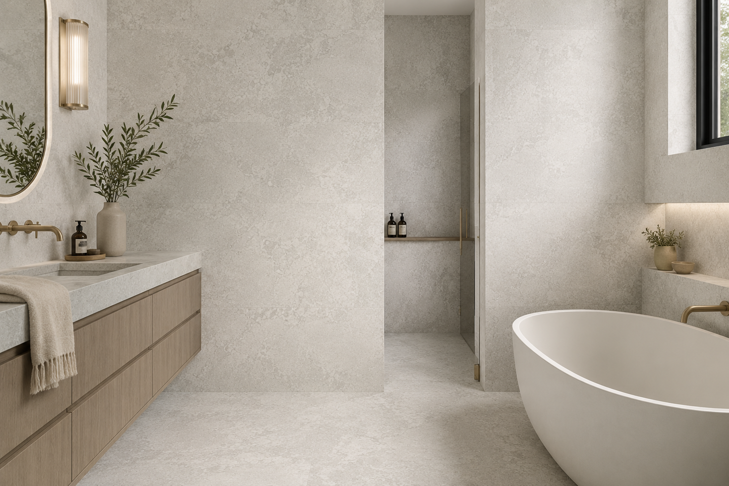 Travertini Grigio Cross Cut Natural Stone Porcelain Tile