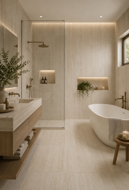 Travertini Bianco Vein Cut Natural Stone Porcelain Tile