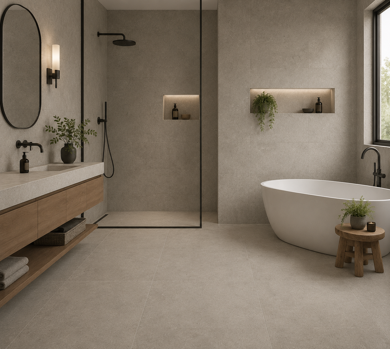 Silver Grain Taupe Concrete Look Porcelain Tile