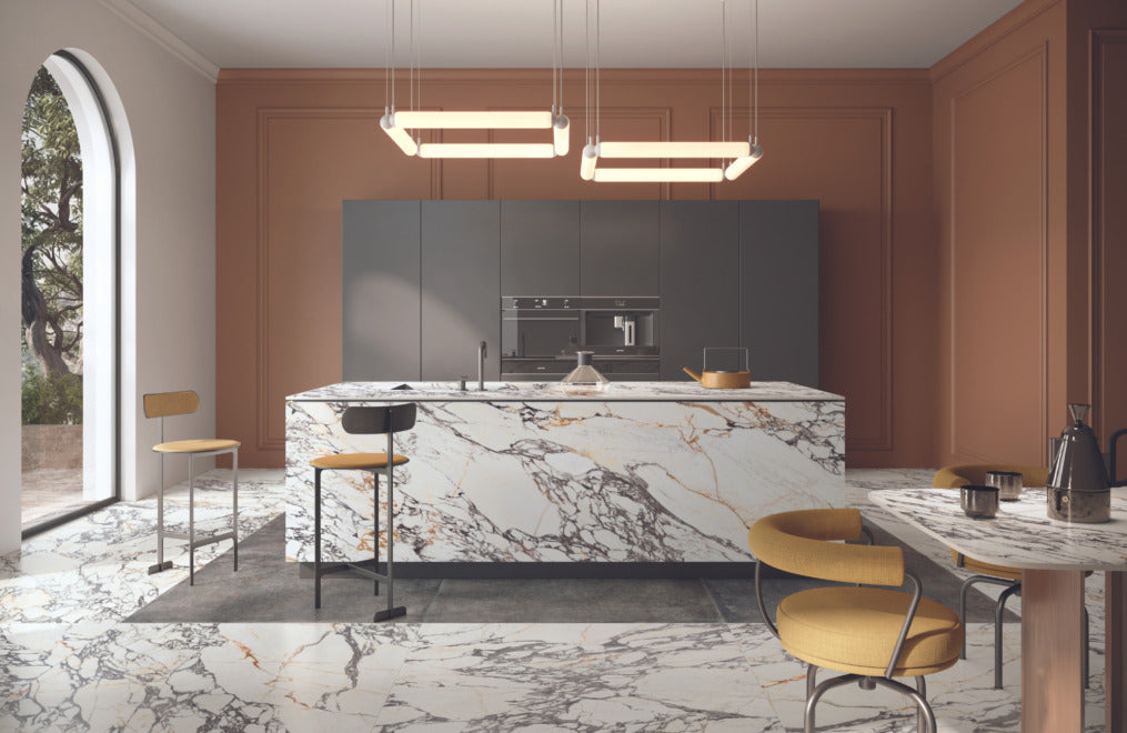 Porceluxe Corchia Gold Marble Look Porcelain Slab