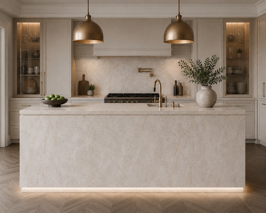Porceluxe Taj Mahal Almond Marble Look Porcelain Slab