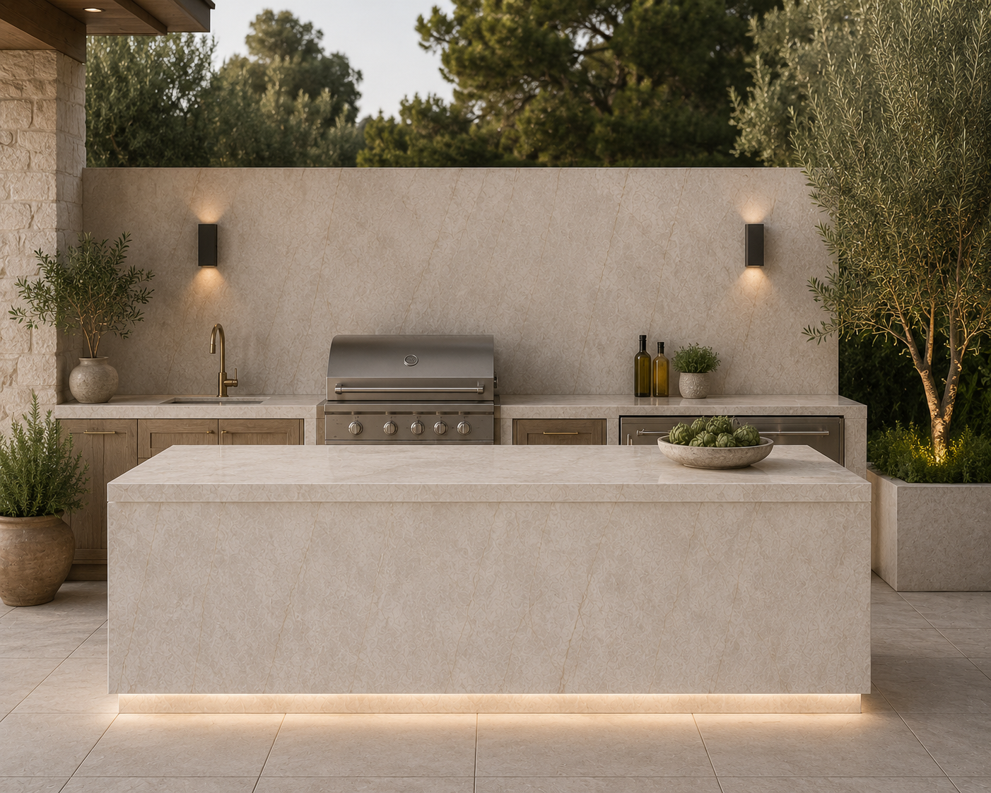 Porceluxe Taj Mahal Almond Marble Look Porcelain Slab