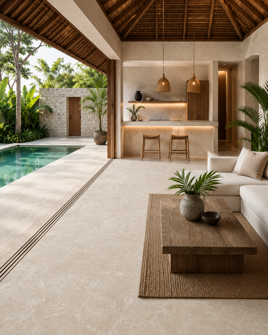 Travertini Beige Cross Cut Natural Stone Porcelain Tile