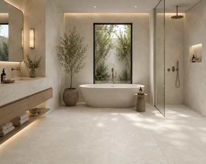 Travertini Bianco Cross Cut Natural Stone Porcelain Tile