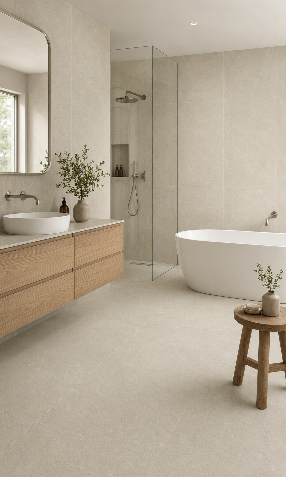 Natural Beige Stone Look Porcelain Tile