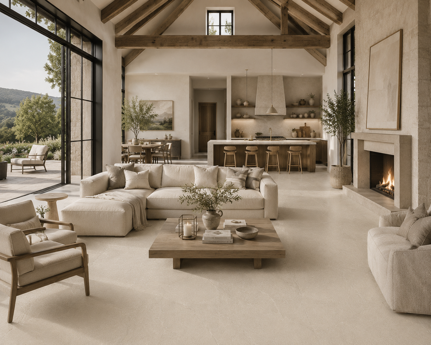 Mythe Cream Natural Stone Porcelain Tile