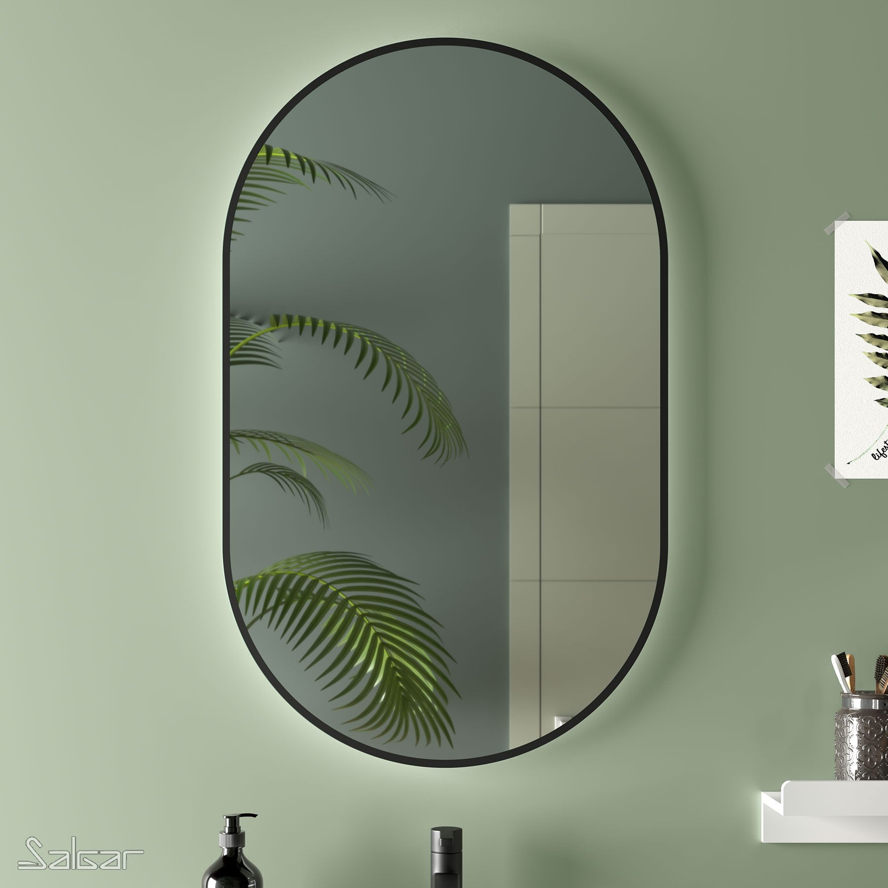 Salgar Olimpia Mirror With Light Black